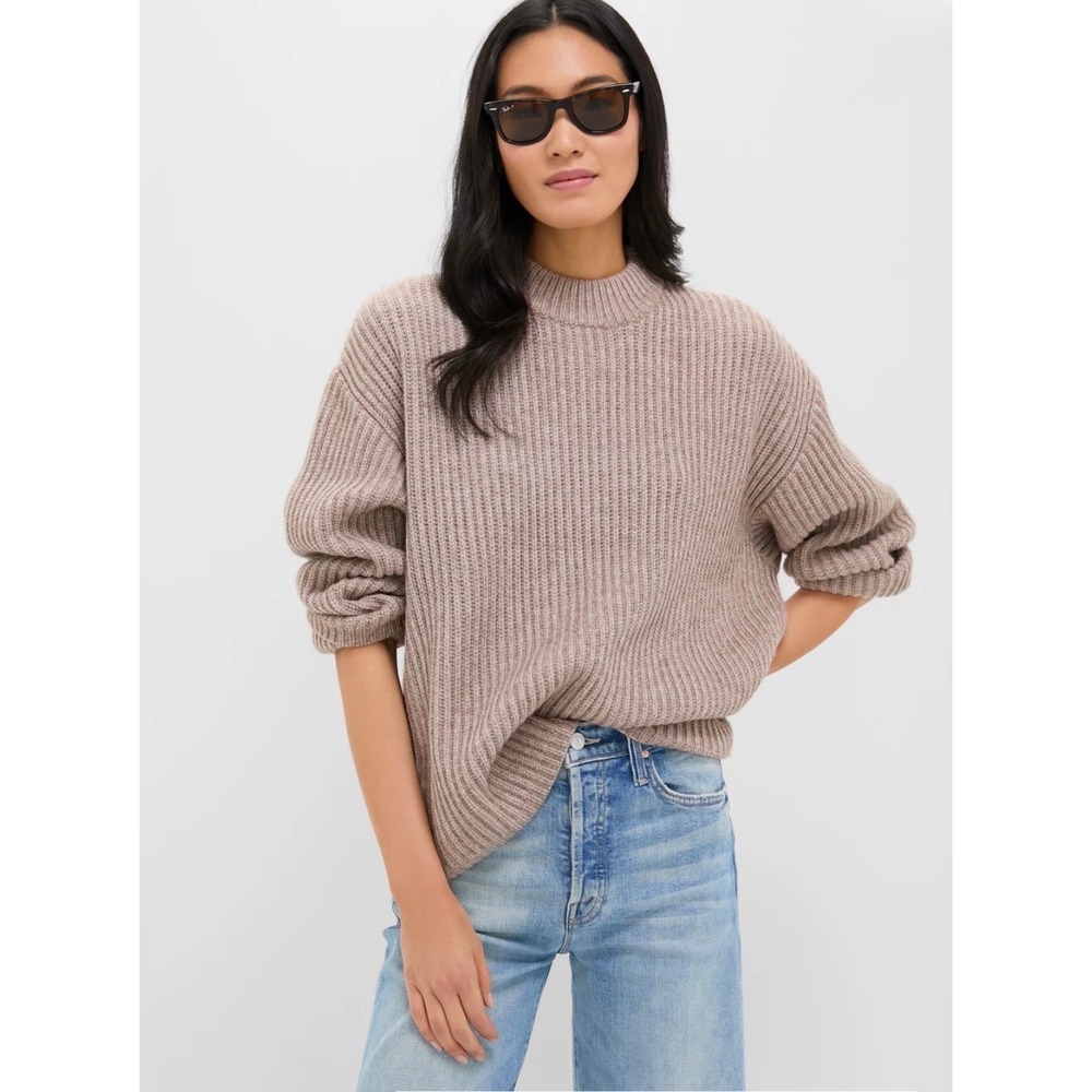 Tuckernuck Pomander Place Beechwood Crew Neck Sweater Womens S Taupe Oversized